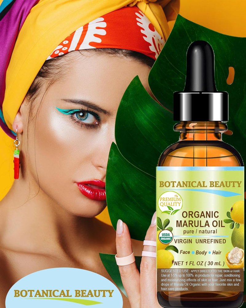 Organic Marula Oil - 100% Pure Cold-Pressed Moisturizer for Face, Dry Skin, Body & Hair | Anti-Aging (1 Fl Oz)