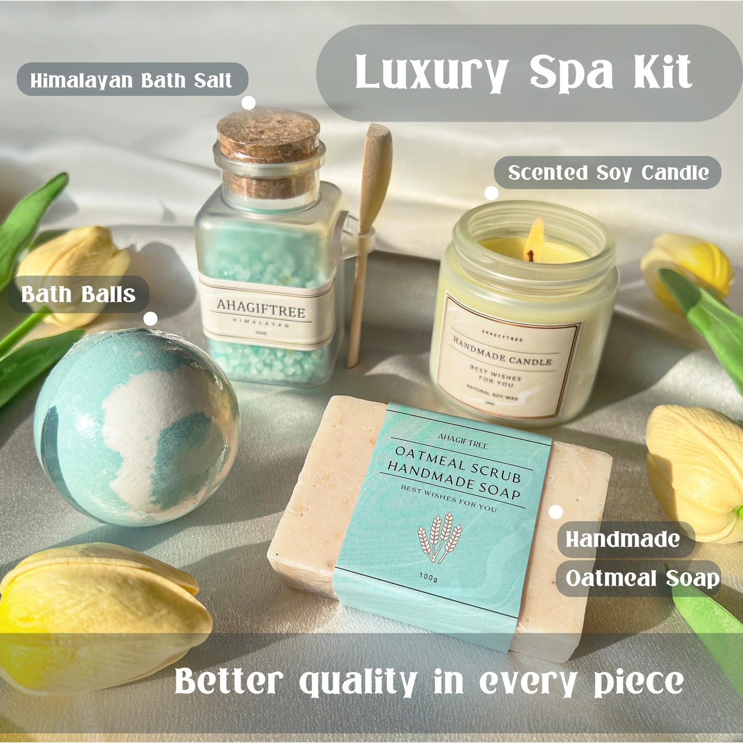 AHAGIFTREE Mother's Day Birthday Gifts Get Well Soon Gift Baskets For Women,12PC Get Well Gifts for Women After Surgery,Care Package,Grief,Sympathy Gifts,Condolences Gift Basket (cerulean)