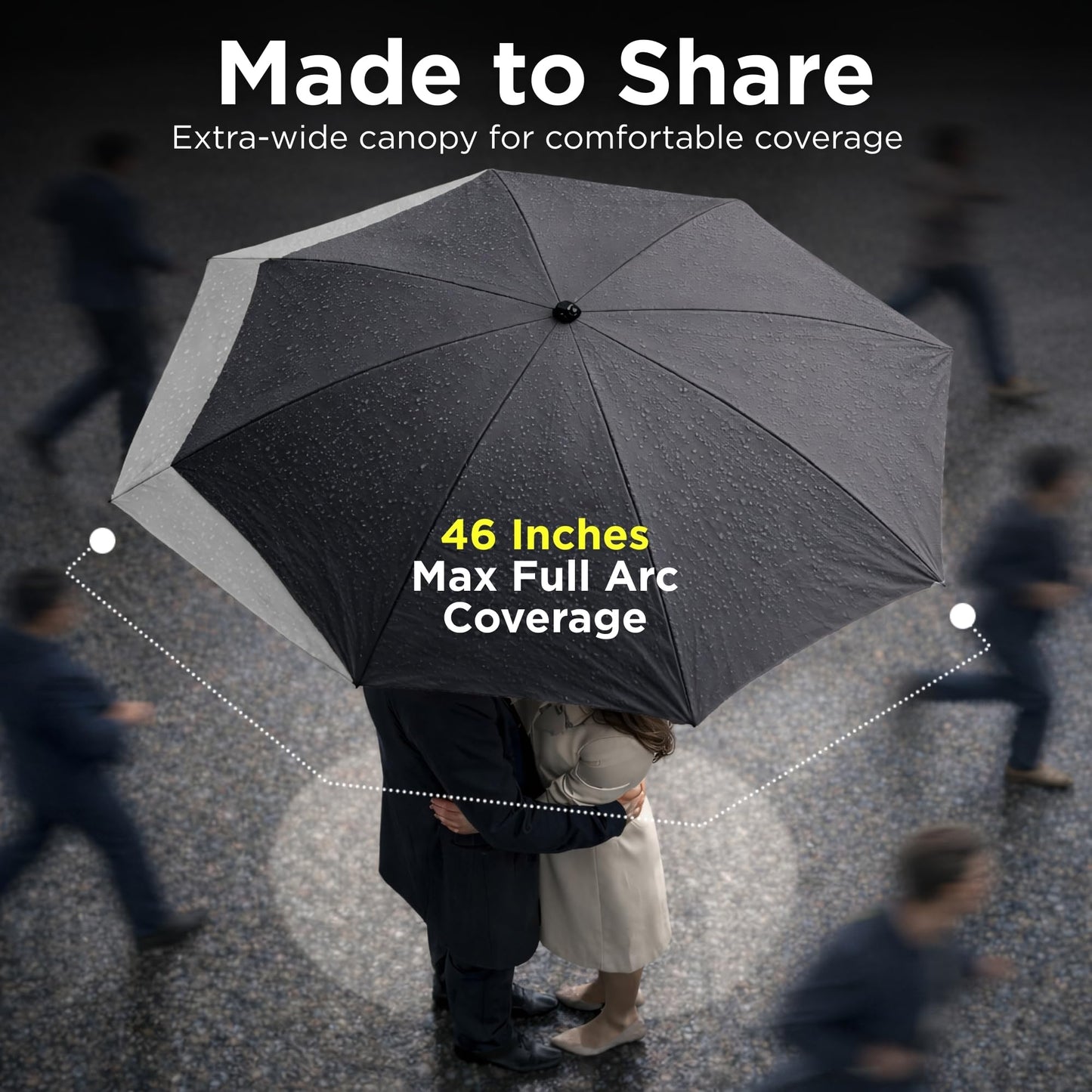 DROPTOP Umbrella Travel Size - Windproof Folding with Case and Strap, Black