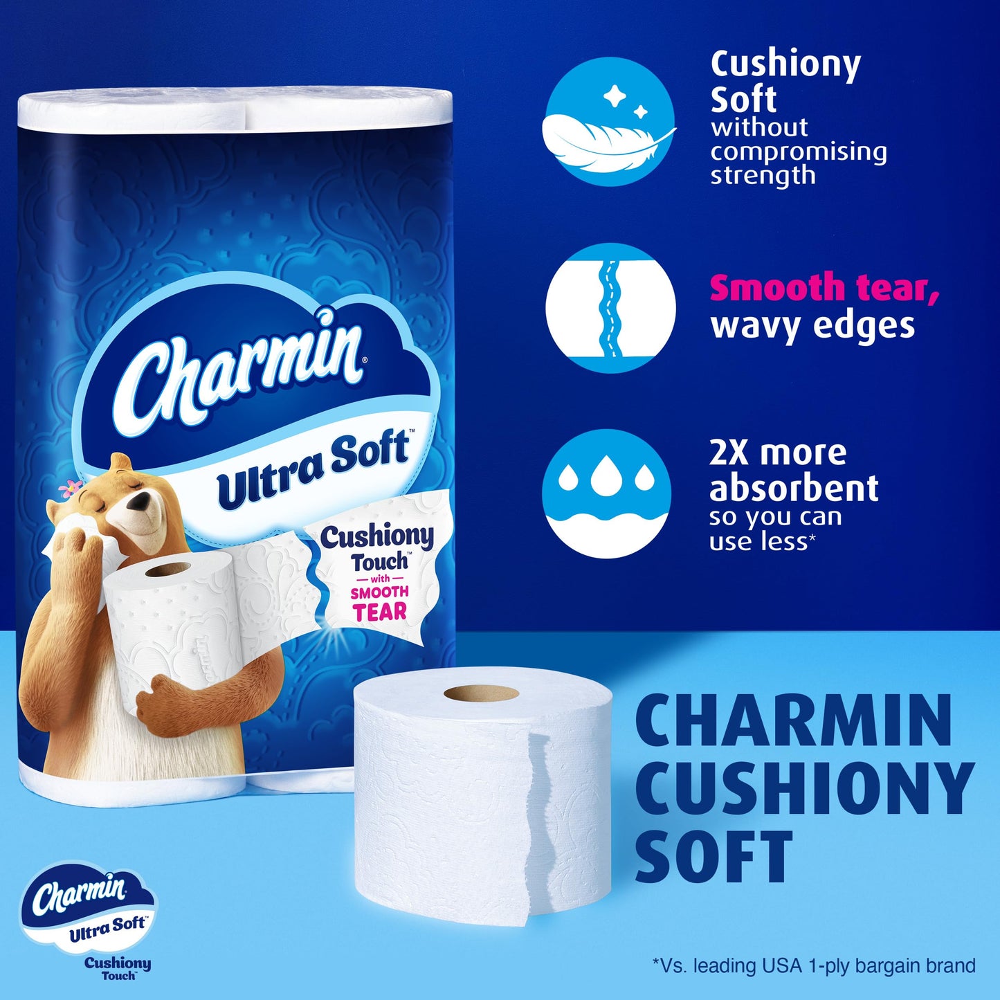 Charmin Ultra Soft Cushiony Touch Toilet Paper, 18 Family Mega XL = 126 Regular Rolls, 2-Ply, White
