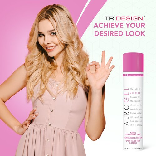 TRI Design Aerogel Hairspray - Non-Toxic Hair Finishing Spray for Styling, Volumizing and Holding Curly Hair with Flexible Hold - For Women and Men - Pack of 4 (10.5 oz)