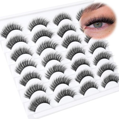 False Eyelashes Wispy Lashes Natural Fake Eyelashes Cat Eye Lashes that look like extensions Fluffy Mink Lashes Pack by TNFVLONEINS