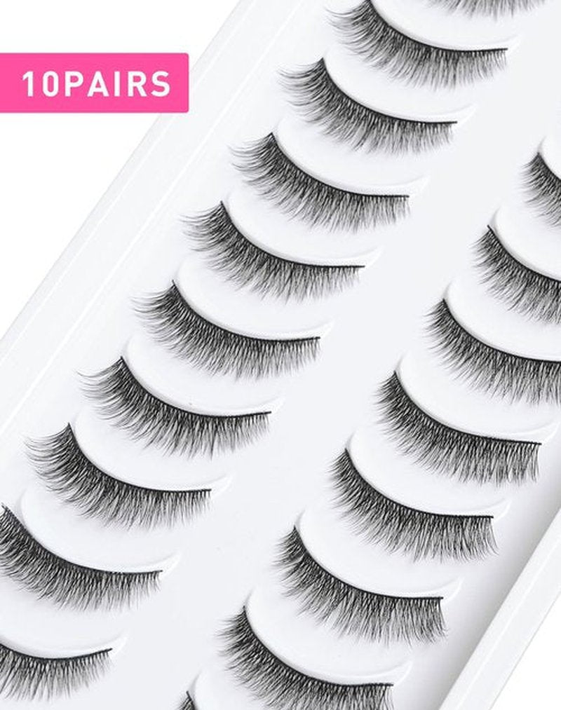 False Eyelashes Natural Look Wispy Fake Eyelashes Short Cat Eye False Lashes Fluffy C Curl Lashes 7 mm 10 Pairs by Jiocolor D5