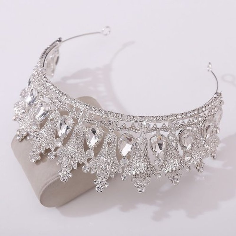 WIOJEIGO Women's Birthday Fairy Crown Crystal Wedding Tiara Queen Rhinestone Headbands for Prom Party Silver