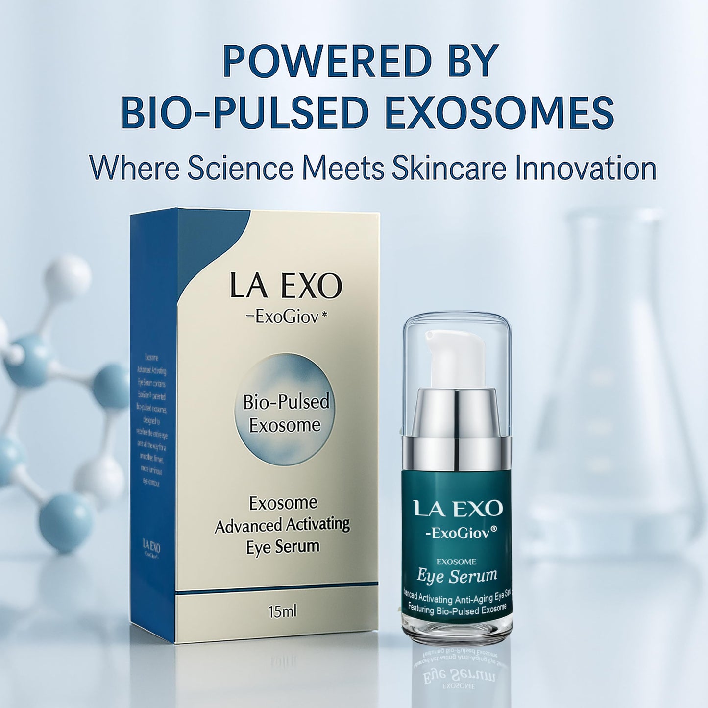 LA EXO Exosome Eye Serum – Advanced Anti-Aging Eye Treatment for Puffiness, Dark Circles & Fine Lines – Brightening, Smoothing & Hydrating Undereye Skin Care for a Youthful Look – 15ml