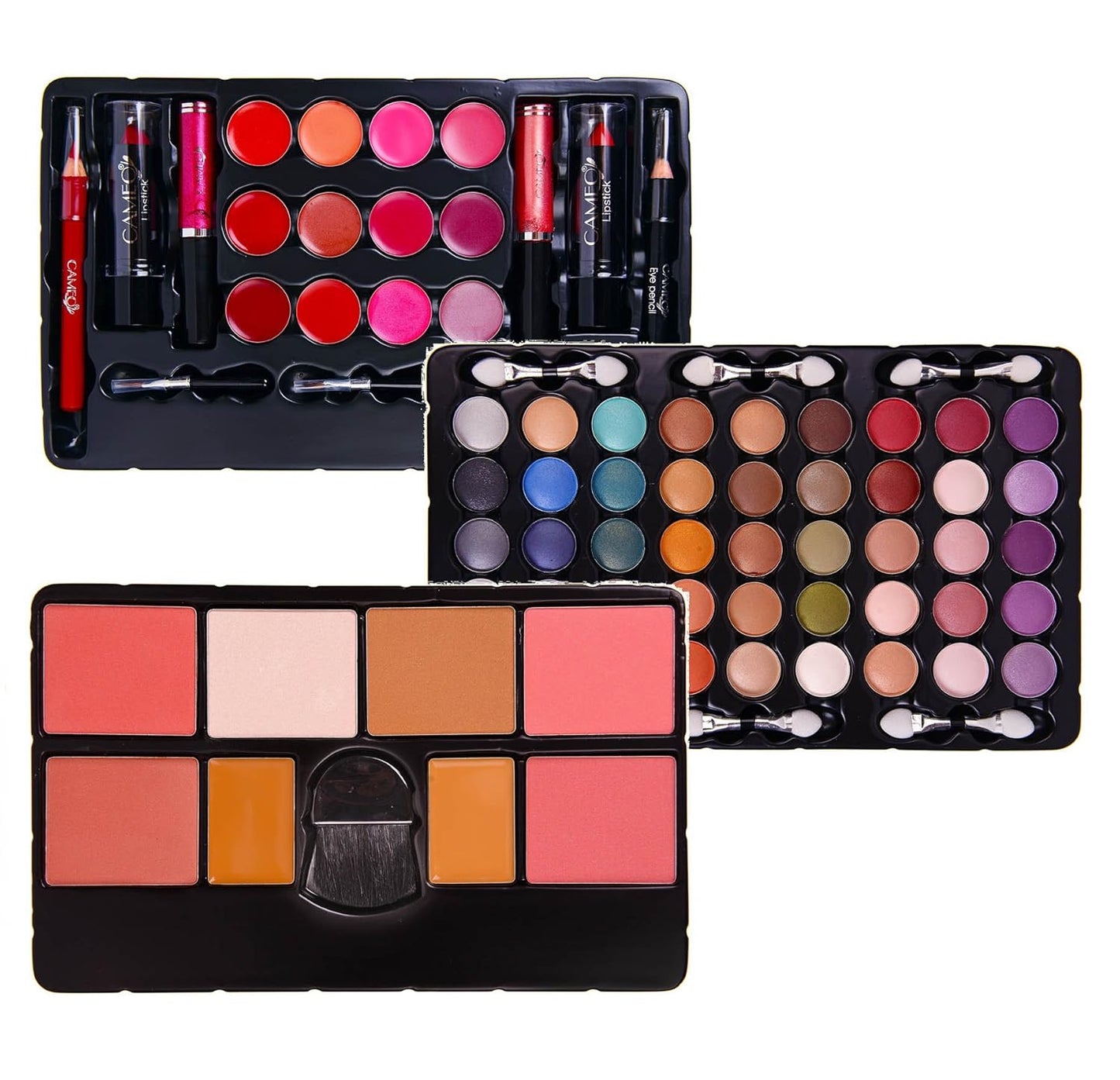 SHANY All In One Makeup Set, Eyeshadow, Blushes, Face Powder, Lipstick, Eye liners, Make up Pencils and Cosmetics Mirror - Makeup Kit With Reusable Storage Beauty Box - Red