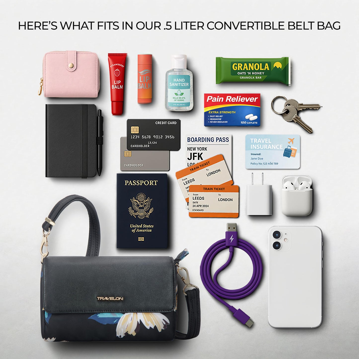 Travelon Anti-Theft Addison Convertible Crossbody/Belt Bag