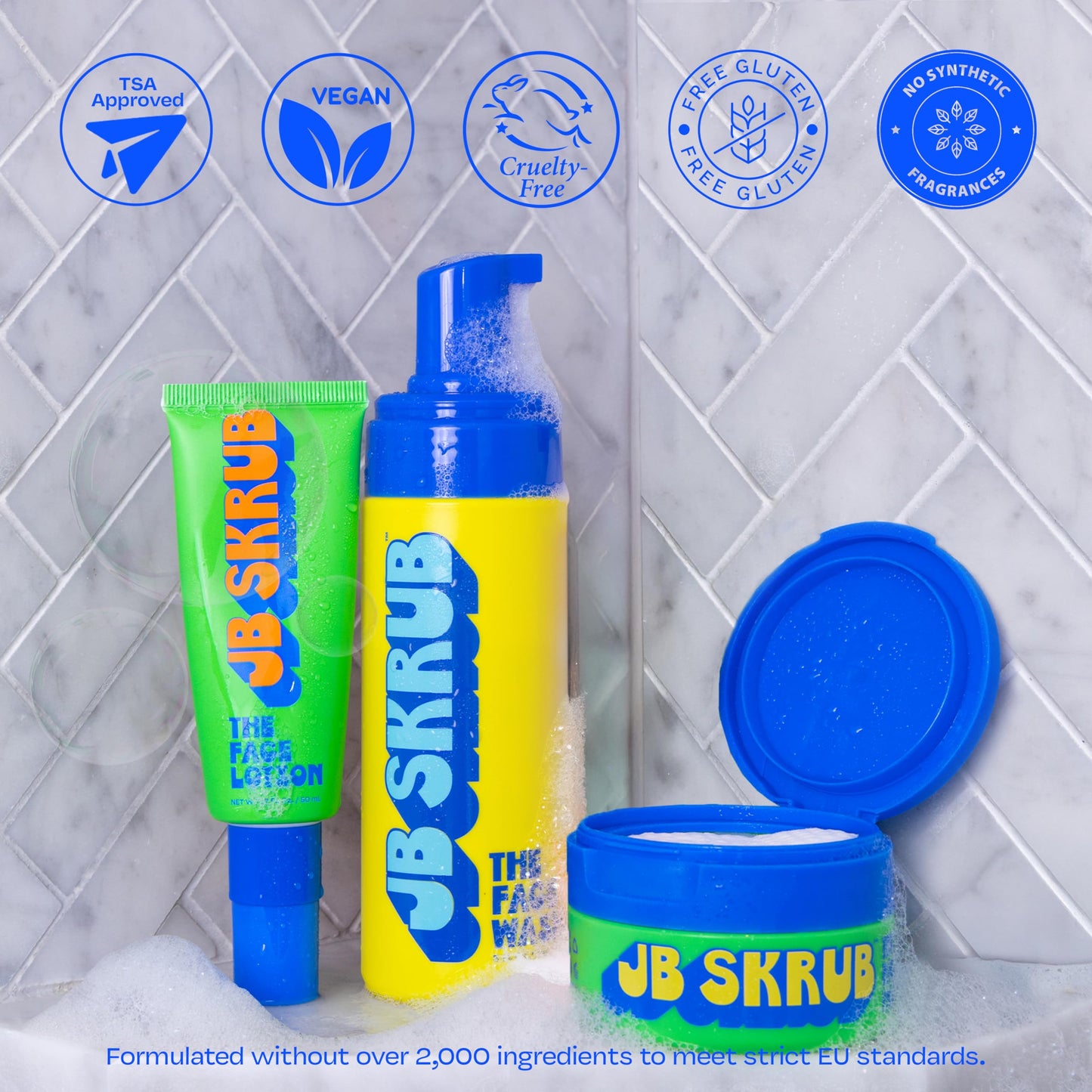 JB SKRUB Boys Acne Skincare Kit for Teens, Complete 4-Step Routine: Face Wash, Face Lotion, Cleansing Pads and Pimple Patches, Starter Set