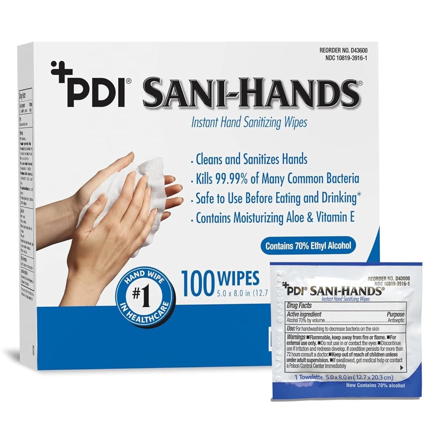 Hand Sanitizer Wipes - 100 Packets for On-the-Go Cleanliness | Moisturizing Formula