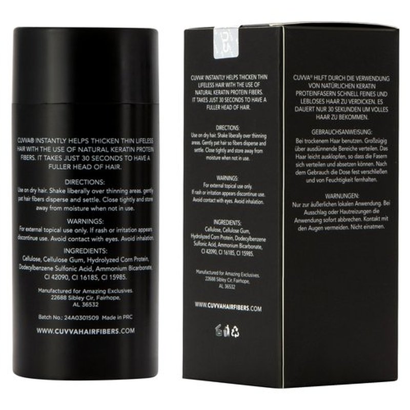 Hair Building Fibers by CUVVA for Fine & Thinning Hair (MEDIUM BLONDE) - Thicker Looking Hair in 15 Seconds - 10 Different Shades for Men & Women - 0.87oz