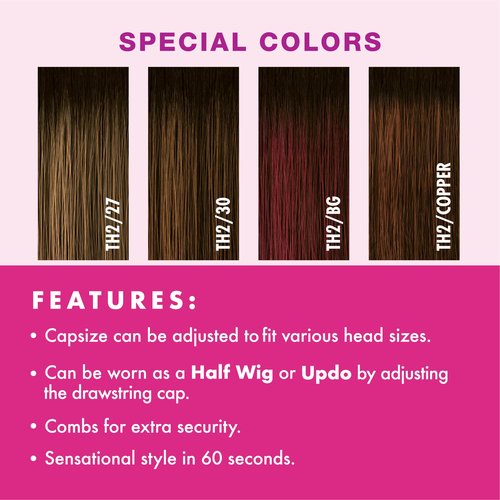 Sensationnel Instant Weave Half wig - IWD 17 synthetic half wig or updo cap with adjustable drawstring for seamless hair blending - IW Drawstring 17 (2 DARKBROWN)