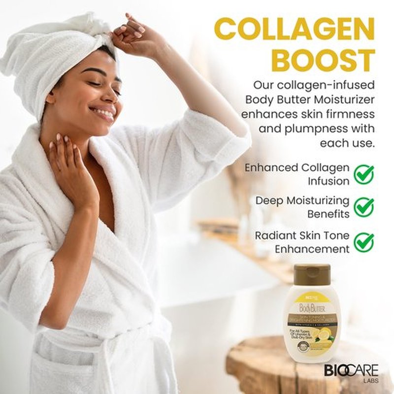 Biocare Labs Moisturizing Body Butter - Body Cream With Vitamin C & Collagen - Instantly Penetrates and Deeply Renews Skin - Lotion Designed For Uneven Skin Tones