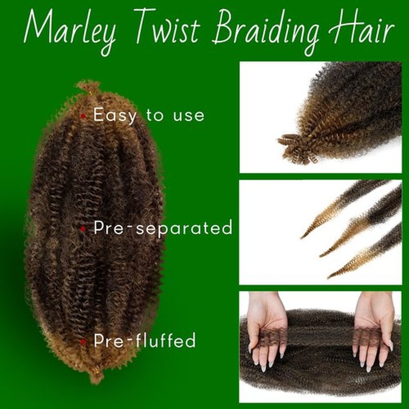 Marley Twist Braiding Hair 16 Inch Springy Afro Twist Hair 7 Packs Pre Fluffed Spring Twist Hair Ombre Brown Kinky Twist Hair Synthetic Curly Braiding Hair Extensions for Women (16 Inch,T30)
