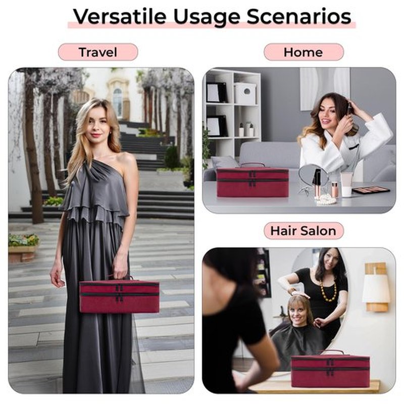GREENESTA Hair Tools Travel Bag Compatible With Shark Flex Style Attachment, Shark Airwrap Flexstyle, Dyson Airwrap | Travel Case For Sharkflex Styler | Beauty Hair Dryer Attachments Storage Burgundy