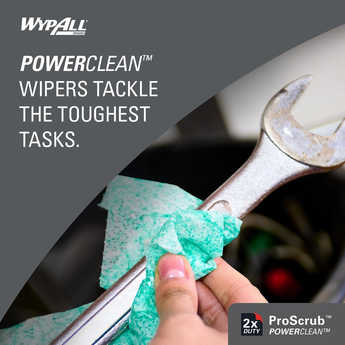 WypAll PowerClean ProScrub Heavy Duty Wet Towels (91371), Dual Action Cleaning, Large 9.5" x 12" Wipes, Bucket Included (6 Containers of 75 Sheets, 450 Sheet Total)