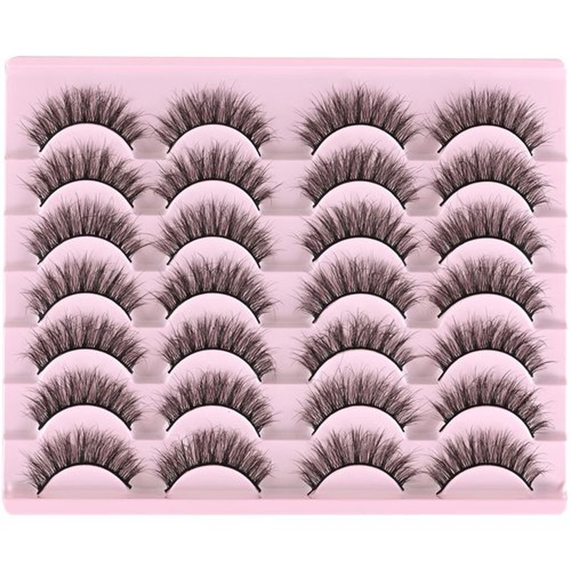 FARRED Natural Lashes Short Eyelashes Wispy False Mink Lash Pack 14 Pair Natural Look Fluffy Doll Eyelash Small Fake Strip Lashes Full Pestañas Sets for MUA and Beginners Daily Makeup (F5 | 8-15mm)