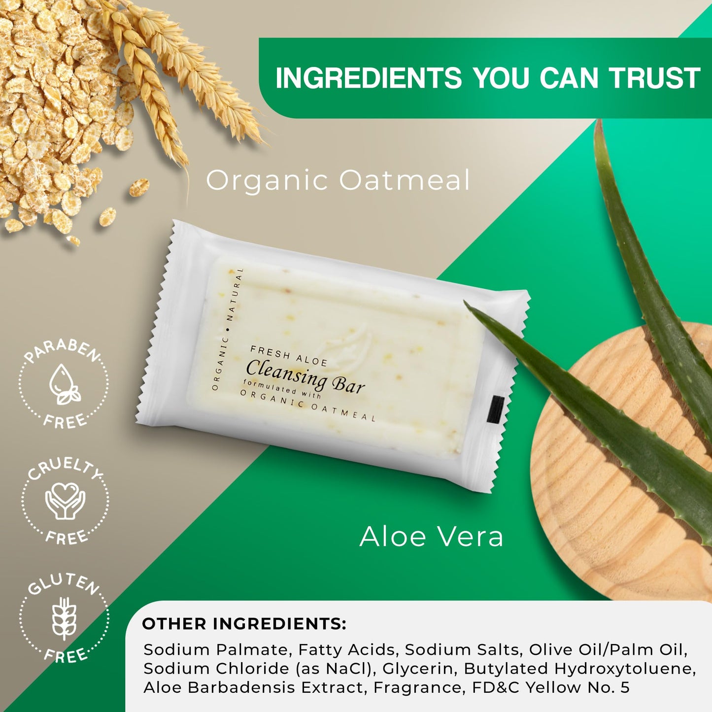 Travel Size Hotel Bar Soap 100 Count 1.25 oz Cleansing Bars Guest Amenities for Hotels Vacation Rentals & Short Term Rentals Paraben Free Infused with Organic Oatmeal & Aloe by Diversified Hospitality
