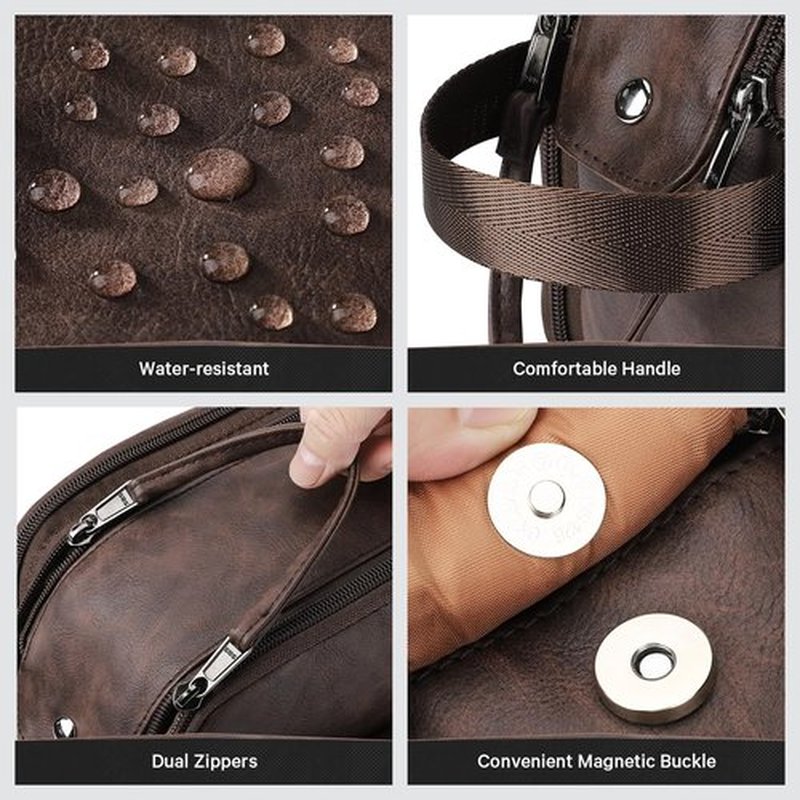 Estour Toiletry Bag for Men, Travel Toiletry Bag Travel Essentials, Dopp Kit Water-resistant Shaving Bag, Bathroom Bag Toiletries Organizer, Dark Brown(PU Leather)