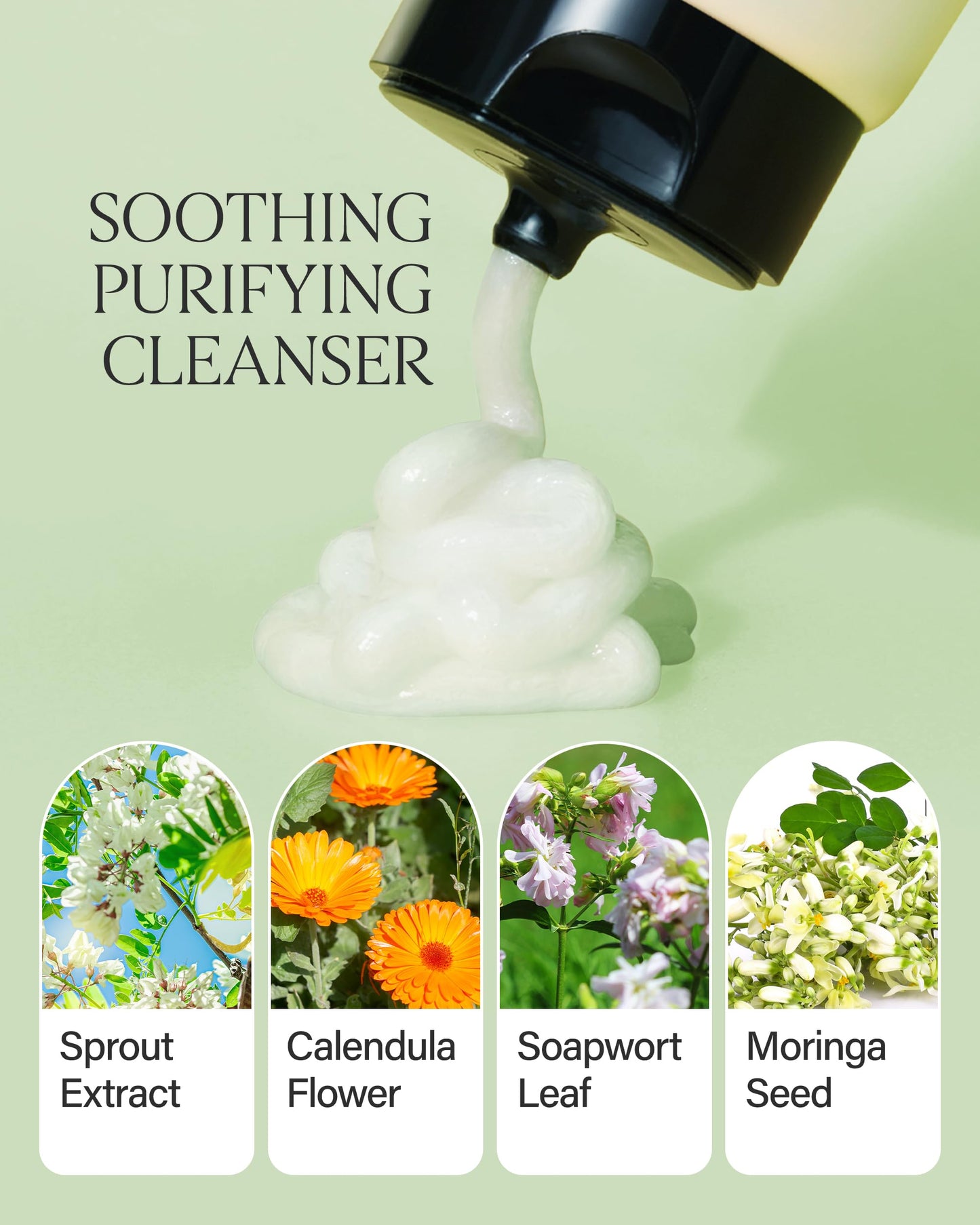 About Me Korean Low pH Amino Acid Cleansing Foam - 35% Sprout Complex + 7 Hyaluronic Acid Forms, Wheat Broccoli Alfalfa Sprouts, Cream-to-Foam Sulfate Free, Vegan Reef Safe, 4.05 fl oz