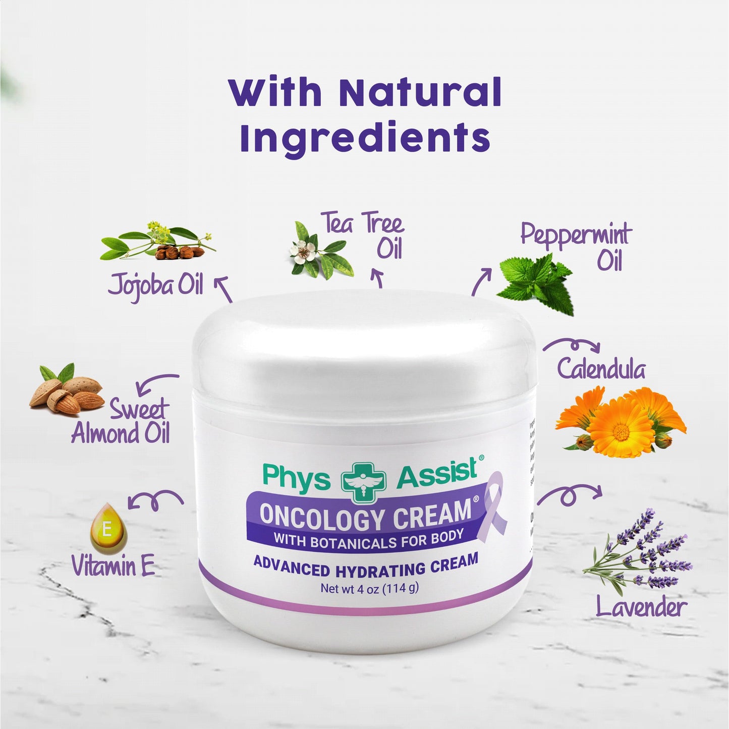 PhysAssist Oncology Cream with Botanicals for Body 4 oz + Lip Balm. Skin Therapy Set for Dry, Sensitive & Stressed Skin – Hydrating Body Cream & Moisturizing Lip Care. Clinically test. Non Irritant