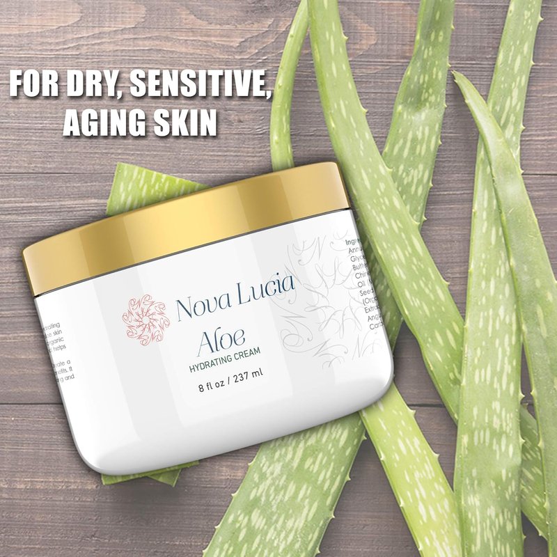Aloe Vera Cream - Soothing Moisturizer for Dry & Sensitive Skin | Hydrating, Non-Greasy Face & Body Cream