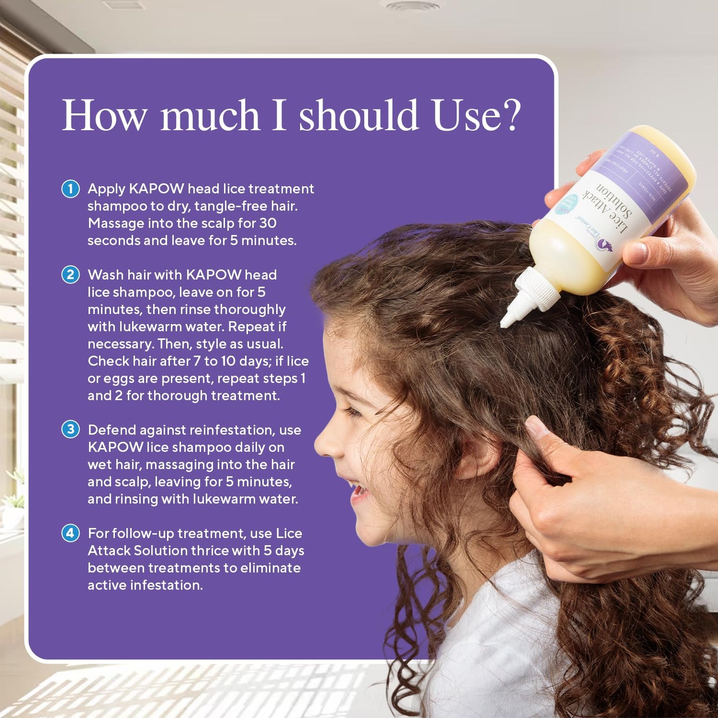 Kapow All-in-One Head Lice Treatment Kit for Family – Extra Strength Lice Shampoo, Spray & Comb for Kids & Adults, Sensitive Scalp Friendly, Non-Toxic, Fast & Effective Lice Removal