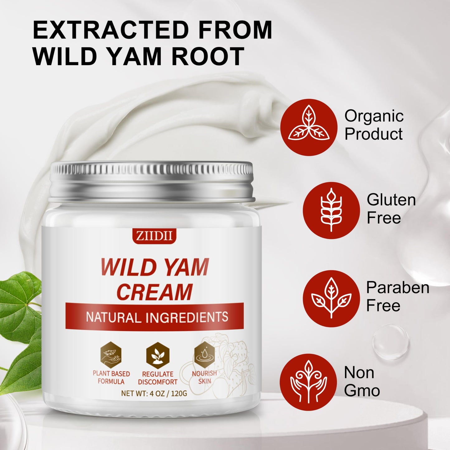 ZIIDII Wild Yam Cream - Natural Balancing Cream for Women Soothing Support for Midlife Wellness, Deeply Nourish & Moisturize the Skin,4 oz