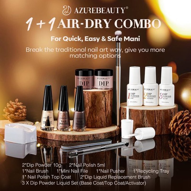 AZUREBEAUTY Nail Polish Set, Fall Winter Brown Glitter 4 Colors Nail Lacquer for Fragile Nail with High Shine Fast Dry Top Coat