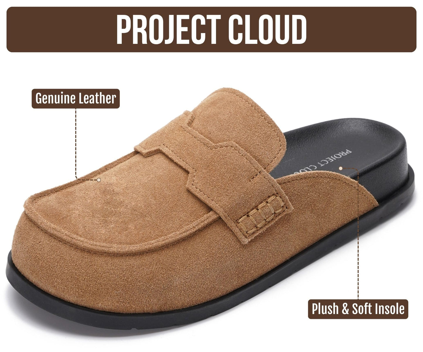 Project Cloud 100% Genuine Leather Womens Clogs - Plush & Soft Insole with Arch Support Non Slip Mules & Clogs for Women Footwear - Water Resistant Women Shoes (Foamy)