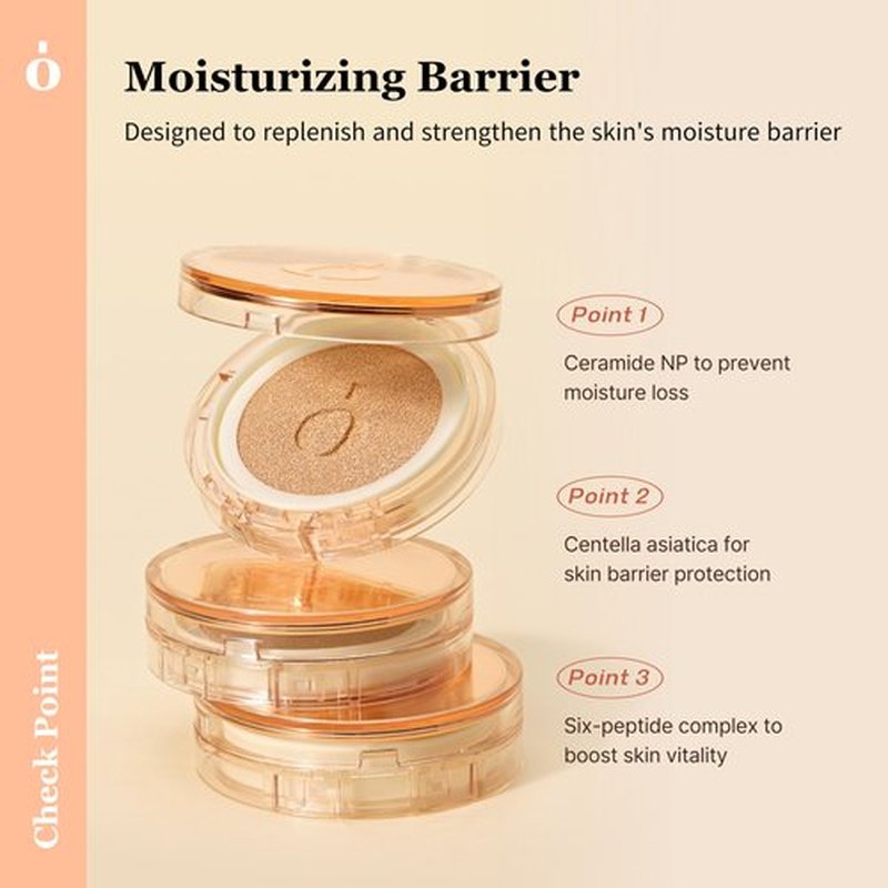 Skin Barrier Glow Cover Cushion, All-day Coverage, Glow Finish, Lightweight, Skincare-Like Texture, Non-cakey Makeup, Korean Cushion Foundation (#21N Sun Glitter, 0.49 oz)