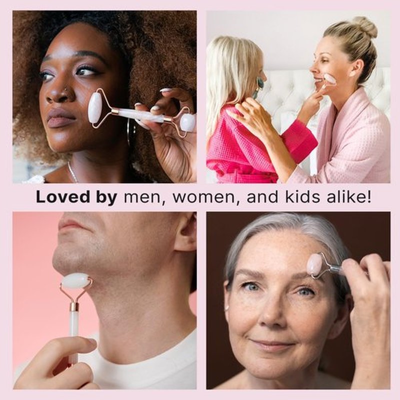 Rose Quartz Face Roller - Relaxation Gifts for Women, Skin Care Tools for Fine Lines and Wrinkles, Stocking Stuffers for Her, Beauty Gift Ideas, Face Massager Tools, Self Care Gifts for Women