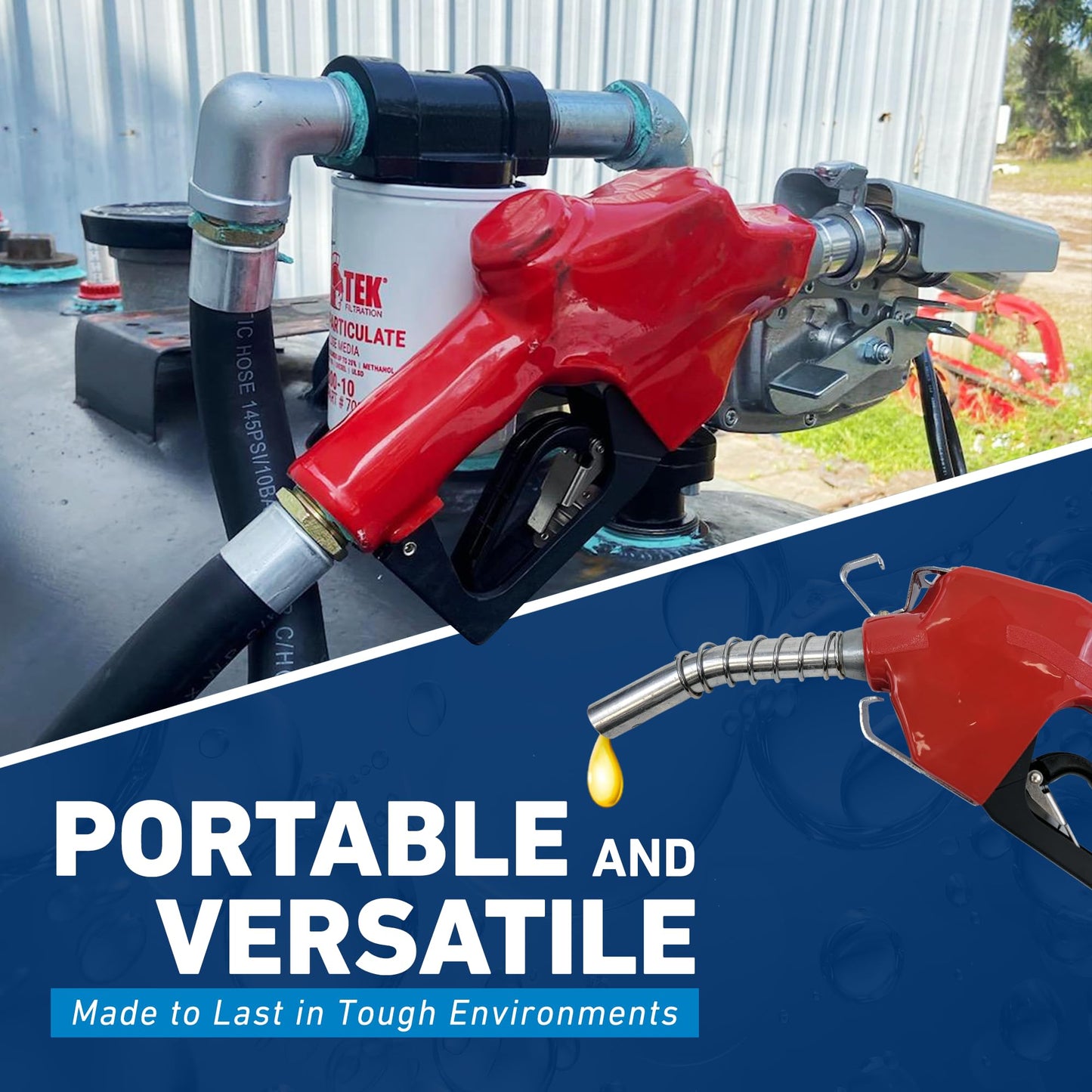 Macnaught Fuel Transfer Pump M3 120V, 15 GPM 3/4" High Flow Fuel Pump, Auto Shut-Off, Nozzle, Discharge Hose, Expandable to 36" Length, CSA Certified for Gasoline, Diesel, Kerosene, Mineral Spirits