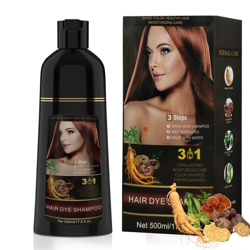 Lancity Hair Dye Shampoo 3-In-1 Hair Color Shampoo Instant Coloring Gray Hair Coverage Nature Herbal treated for Men and Women (500mL,17.6 Fl Oz) (Wine red)