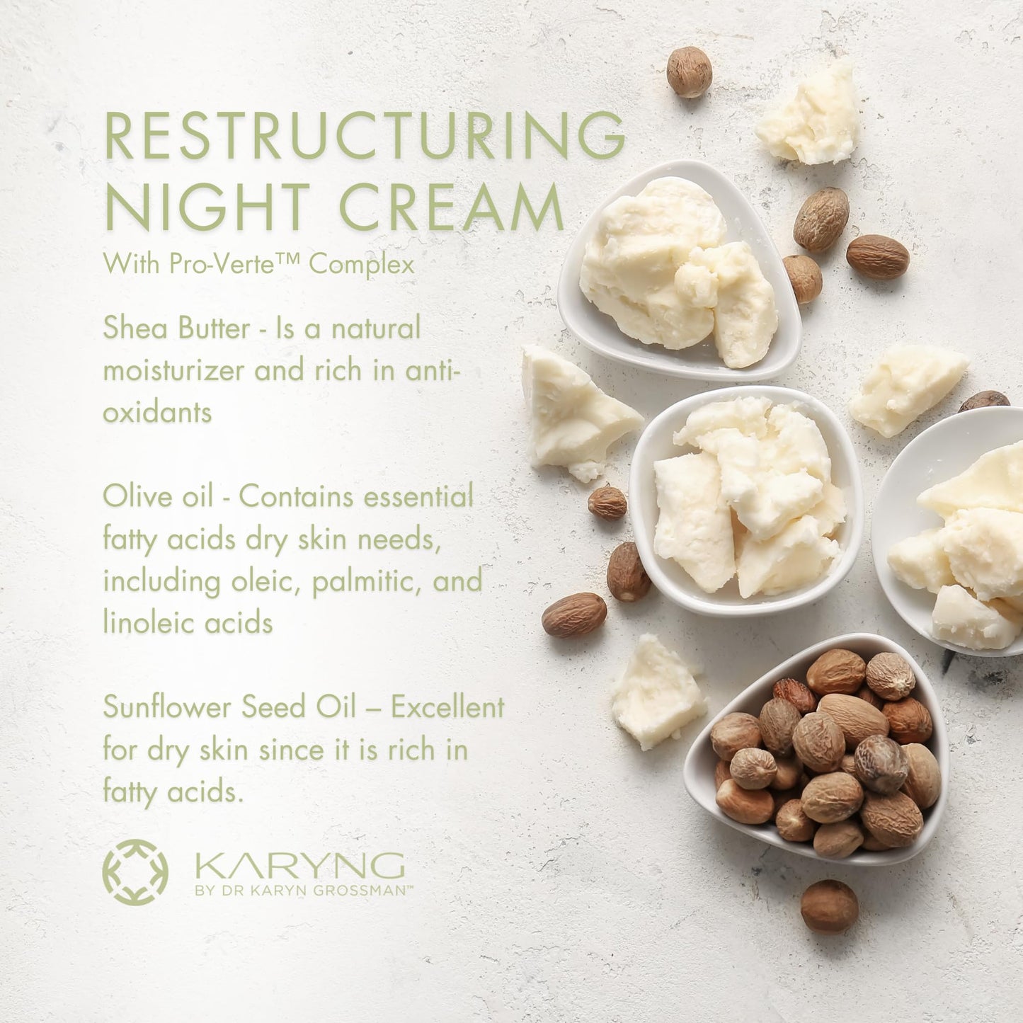 Karyng Restructuring Night Cream for Face, Fragrance-Free Overnight Moisturizer, Hydrating and Firming Anti-Aging Face Cream for Sensitive and Mature Skin, 1.7 oz