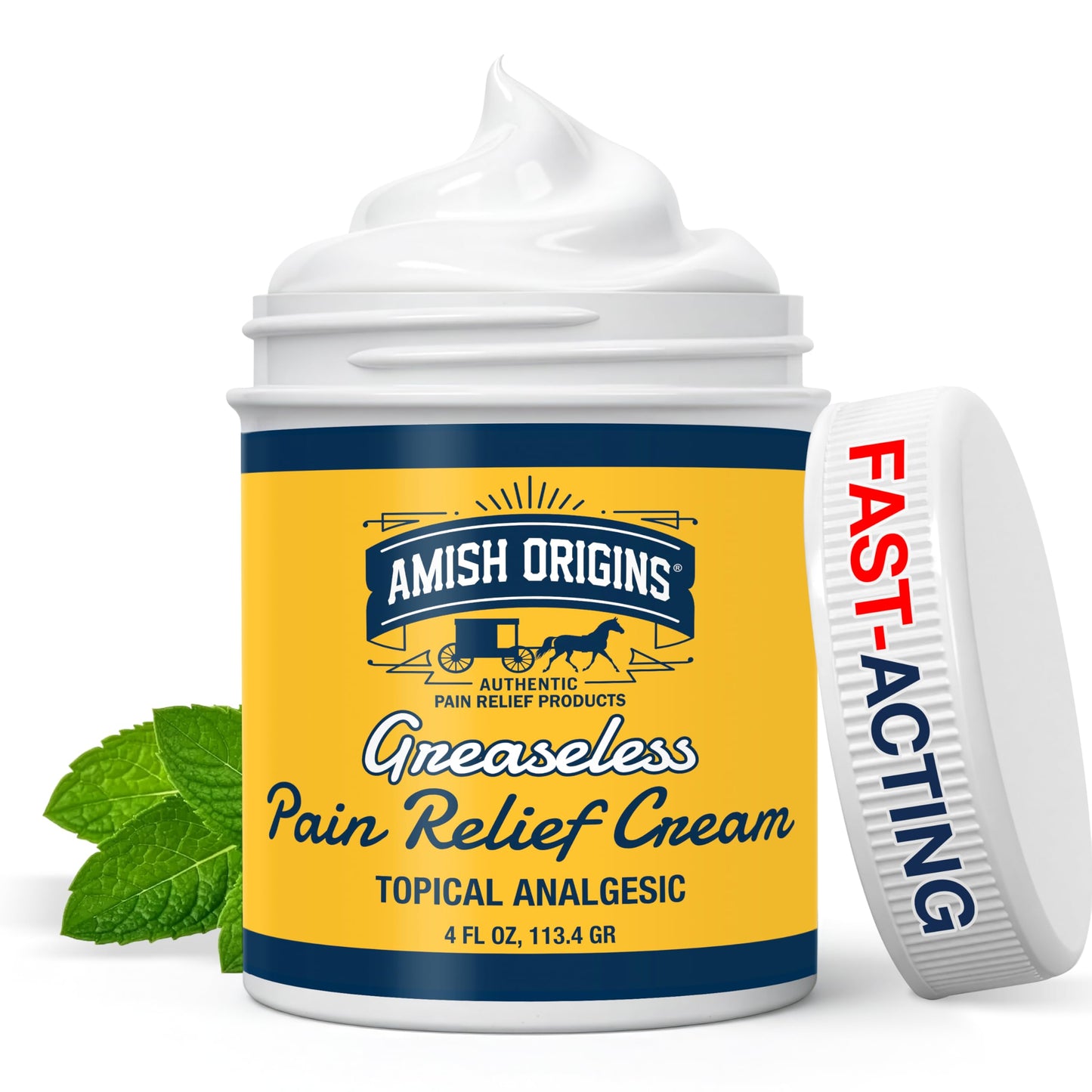 Amish Origins Arthritis Pain Relief Cream - 4 oz - Maximum Strength Deep Penetrating for Joint, Muscle, Knee, Back, Feet, Hand, Ankle, Aches, 1 Pack