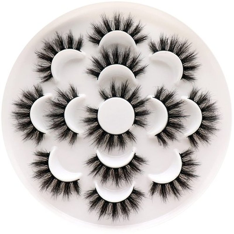 Veleasha Lashes 5D Faux Mink Lashes False Eyelashes Handmade Dramatic Eye Lashes Wispy Fluffy Fake Lashes Spike Eyelashes Luxurious Volume 18mm Fake Eyelashes 7 Pairs Pack (3D07)