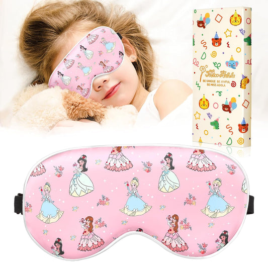 Kids Sleep Mask - Cute Cartoon Silk Eye Mask with Adjustable Strap | Soft & Smooth for Boys & Girls