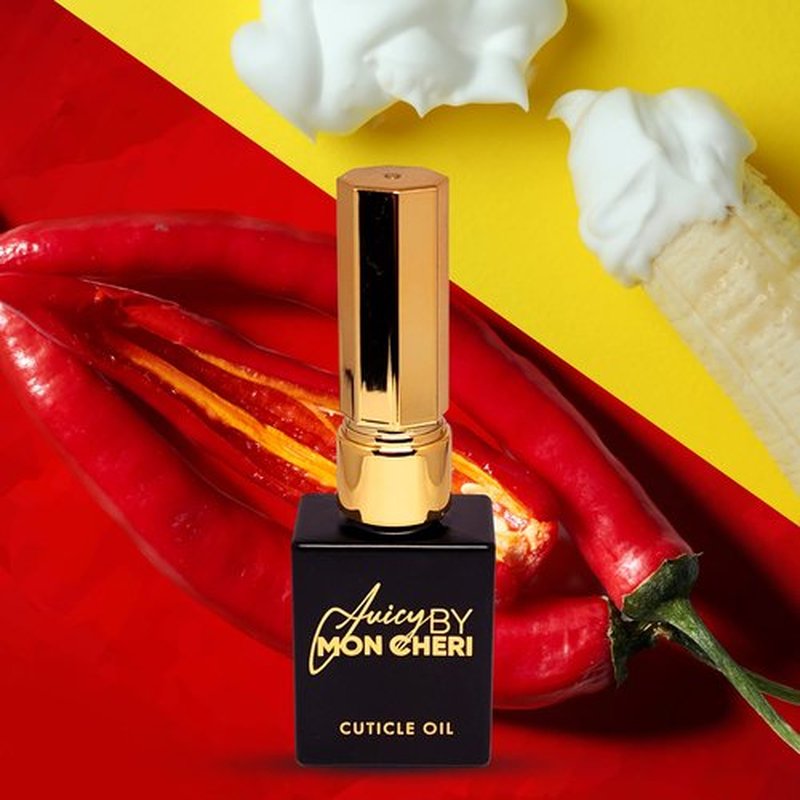 Juicy by Mon Cheri Nail Perfection Cuticle Oil: Moisturizes, Repairs, and Promotes Growth for Stronger, Healthier Nails. Ideal for Natural Nails. 10ml Red Hot Banana Golden Touch Treatment.