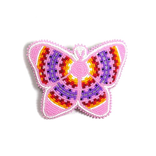 Beaded Hair Clips Native American Style Handmade Collection (Butterfly (Baby Pink))