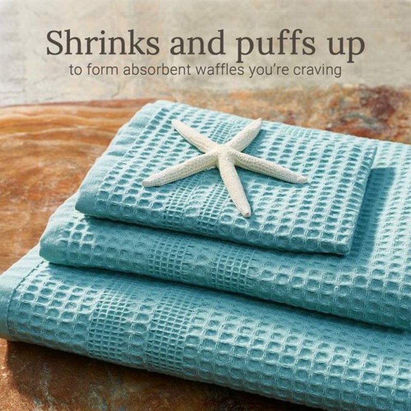 GILDEN TREE Waffle Towel Quick Dry Thin Exfoliating, 4 Pack Washcloths for Face Body, Classic Style (Seafoam)