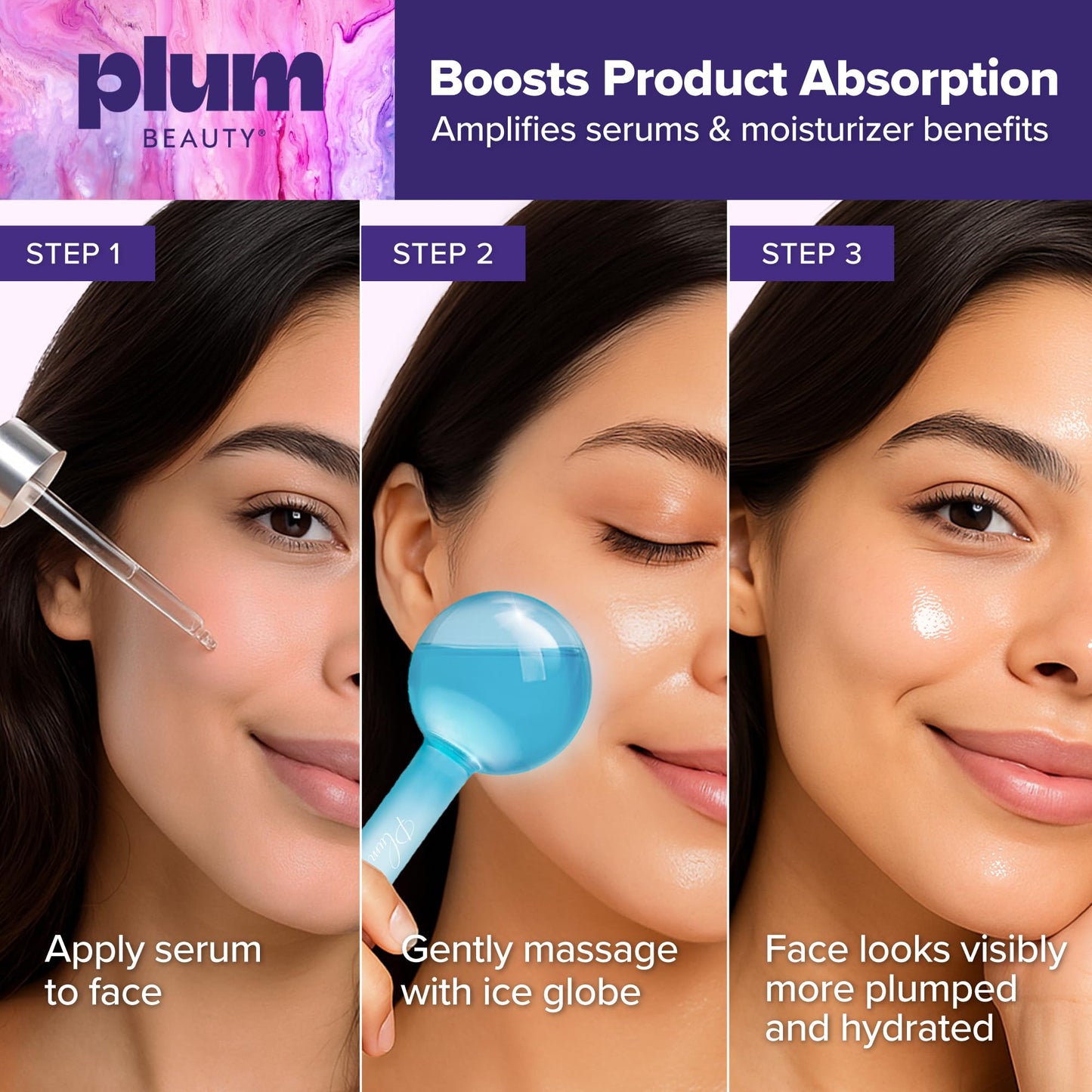 Plum Beauty Facial Cooling Globes, Cool Massage Tools for Reduces Puffiness