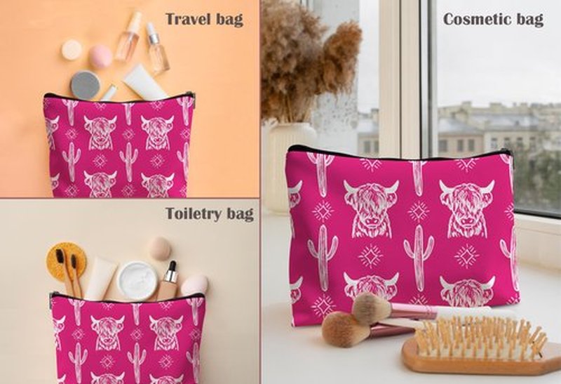 Lacosu Western Makeup Bag,Western Gifts For Women,Cow Makeup Bag,Cowgirl Stuff,Western Stuff For Women,Western Gifts,Cowgirl Gifts(Leather COW S)