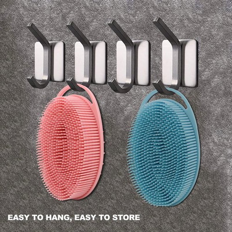 2 Pack Silicone Body Scrubber, Silicone Loofah Double-Sided Body Brush,Silicone Shower Scrubber and Scalp Massager Shampoo Brush for Sensitive Kids Women Men All Kinds of Skin (Pink & Blue)