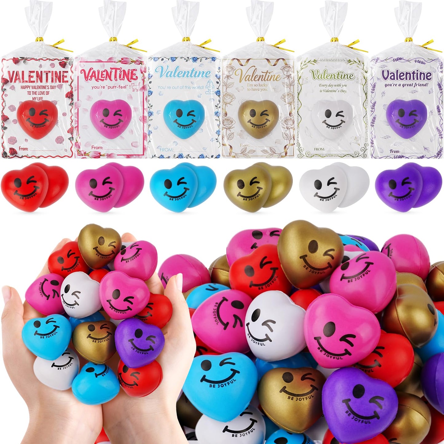 Tiaxidex Valentines Day Gifts for Kids, 18 PCS Stress Ball with Cards, Valentines Day Classroom Favors, Valentines Day Gifts for Students, Perfect for Boys & Girls Classroom Gift Exchanges at School