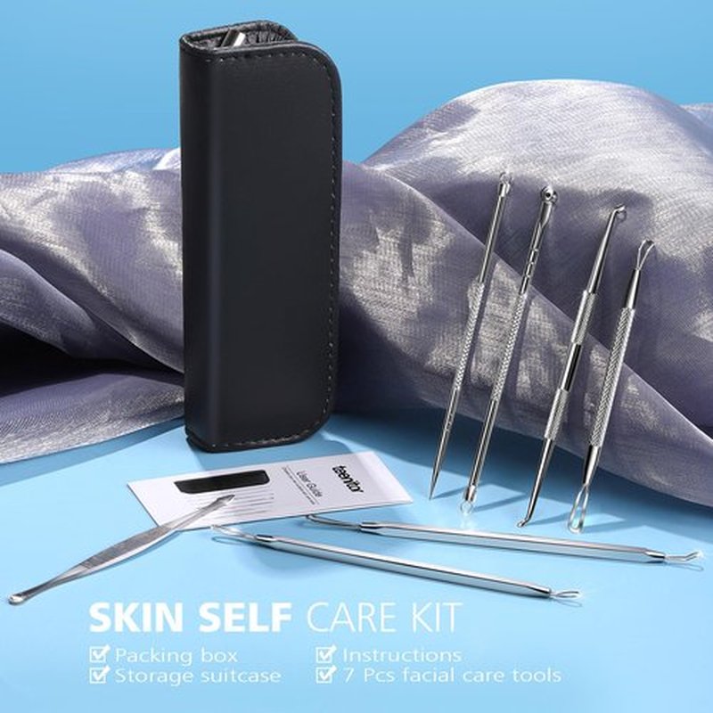 Teenitor 7 in 1 Pimple Popper Tool Kit Blackhead Remover Tools Blackhead Extractor, Pimple Extractor Pimple Popper Tool Zit Popper Tool Acne Tools Comedone Extractor Black Head Remover for Face