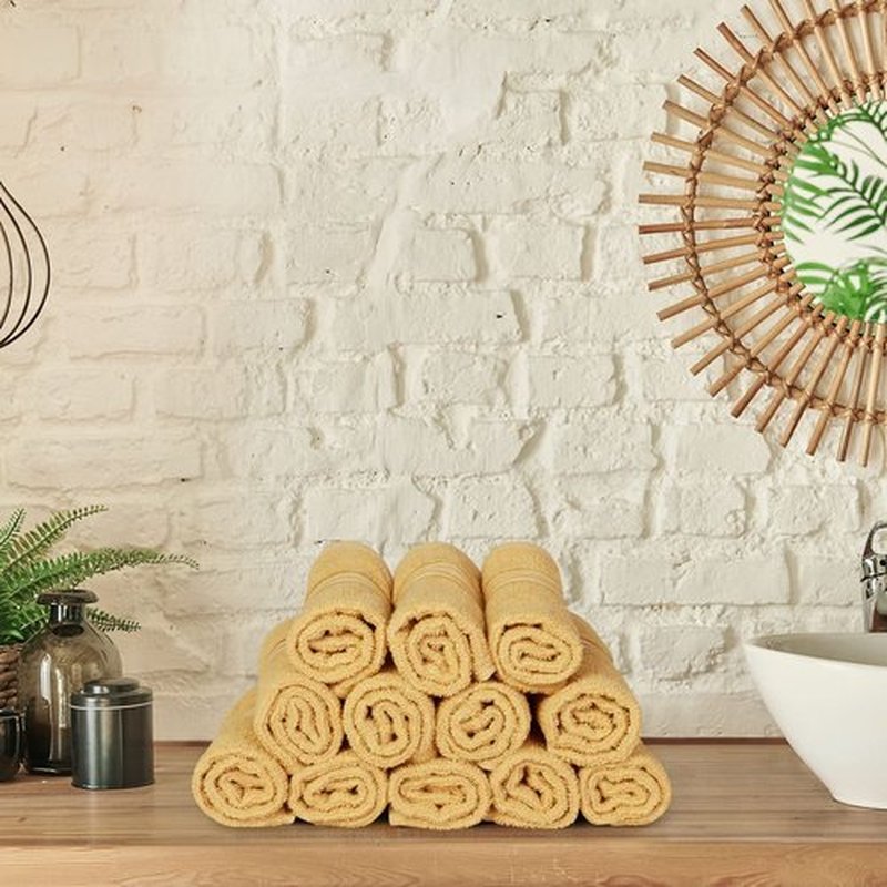 Utopia Towels 12 Pack Premium Wash Cloths Set (12 x 12 Inches) 100% Cotton Ring Spun, Highly Absorbent and Soft Feel Washcloths for Bathroom, Spa, Gym, and Face Towel (Beige)