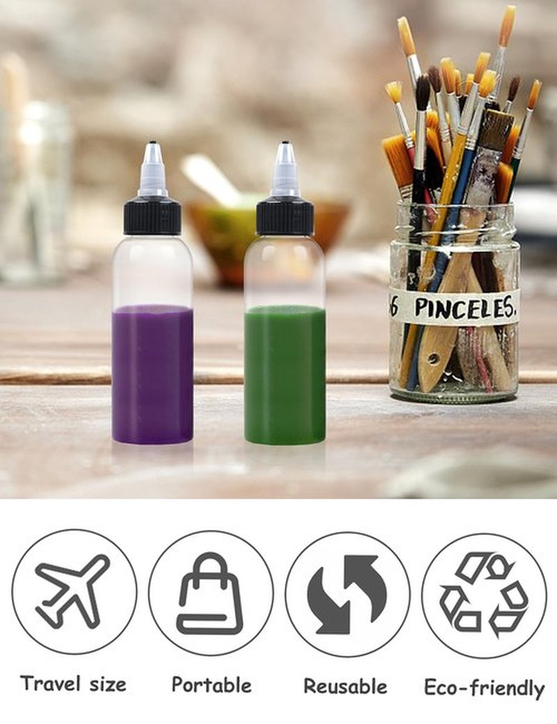 EOSAU 20 Pcs 2oz Plastic Squeeze Bottles with Twist Top Cap, 60ml Clear Dispensing Bottles, Empty Squirt Bottle for Liquids, Sauces, Arts, Crafts, Travel