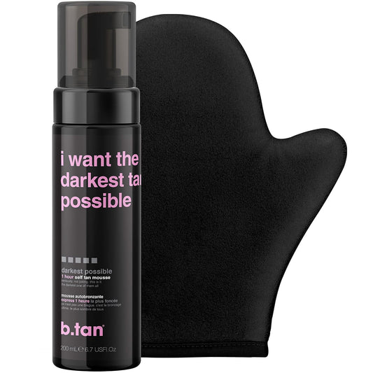 Ultra Dark Self Tanner Kit - Fast Bronzing Foam & Mitt Applicator, 6.7 Fl Oz | Vegan Sunless Tanning Solution