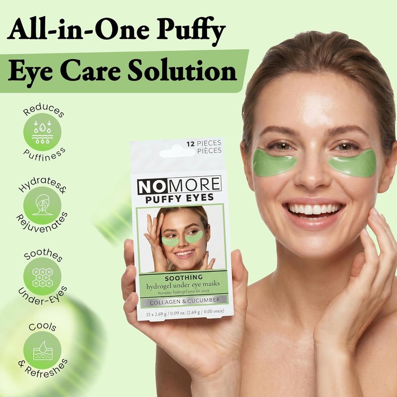 Anti-Puffiness Hydrogel Undereye Masks - Collagen & Cucumber for Dark Circles | 6 Pairs