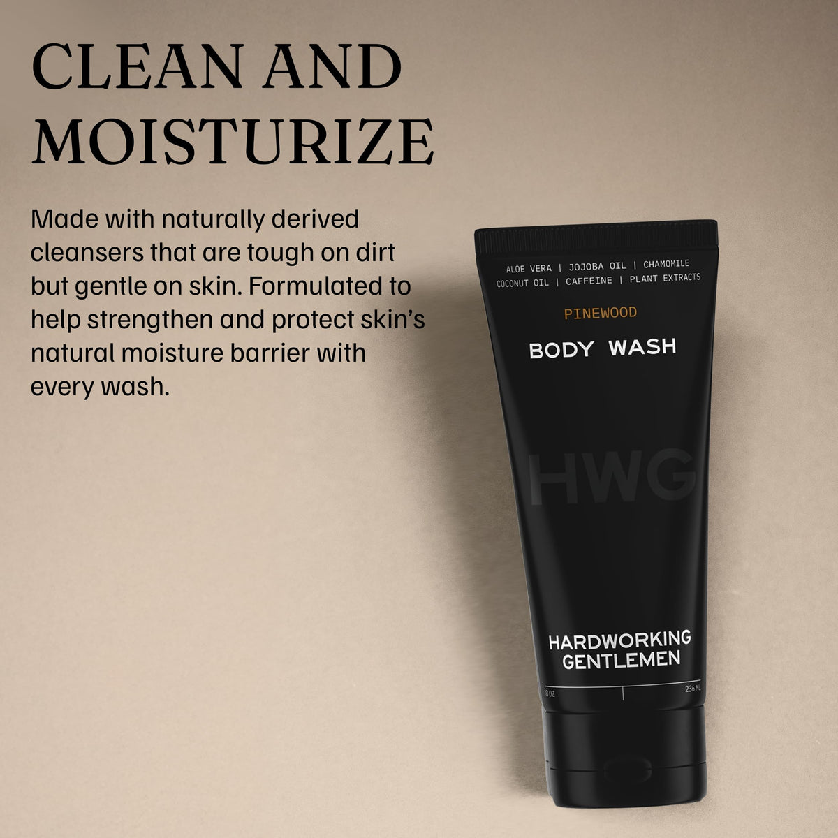 Hardworking Gentlemen - Natural Body Wash - Soothing Pinewood Scent - Organic Ingredients for Clean, Moisturizing & Nourishing Body Shampoo